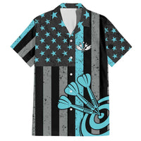 Custom Turquoise US Patriotic Darts Hawaiian Shirt Blue American Flag Pattern - Grunge Paint Splatter - Wonder Print Shop