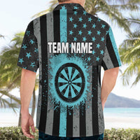 Custom Turquoise US Patriotic Darts Hawaiian Shirt Blue American Flag Pattern - Grunge Paint Splatter - Wonder Print Shop