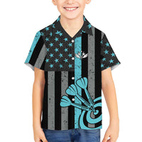Custom Turquoise US Patriotic Darts Hawaiian Shirt Blue American Flag Pattern - Grunge Paint Splatter - Wonder Print Shop