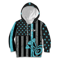 Custom Turquoise US Patriotic Darts Kid Hoodie Blue American Flag Pattern - Grunge Paint Splatter - Wonder Print Shop