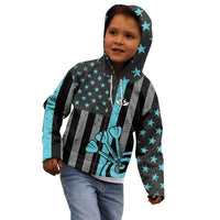 Custom Turquoise US Patriotic Darts Kid Hoodie Blue American Flag Pattern - Grunge Paint Splatter - Wonder Print Shop