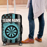 Custom Turquoise US Patriotic Darts Luggage Cover Blue American Flag Pattern - Grunge Paint Splatter - Wonder Print Shop