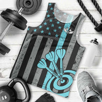 Custom Turquoise US Patriotic Darts Men Tank Top Blue American Flag Pattern - Grunge Paint Splatter - Wonder Print Shop