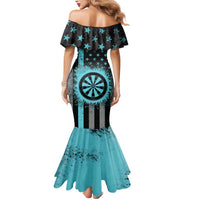 Custom Turquoise US Patriotic Darts Mermaid Dress Blue American Flag Pattern - Grunge Paint Splatter - Wonder Print Shop