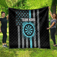 Custom Turquoise US Patriotic Darts Quilt Blue American Flag Pattern - Grunge Paint Splatter - Wonder Print Shop