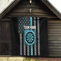 Custom Turquoise US Patriotic Darts Quilt Blue American Flag Pattern - Grunge Paint Splatter - Wonder Print Shop