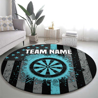 Custom Turquoise US Patriotic Darts Round Carpet Blue American Flag Pattern - Grunge Paint Splatter - Wonder Print Shop