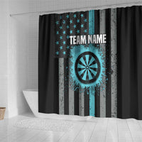 Custom Turquoise US Patriotic Darts Shower Curtain Blue American Flag Pattern - Grunge Paint Splatter - Wonder Print Shop