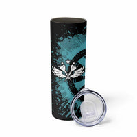Custom Turquoise US Patriotic Darts Skinny Tumbler Blue American Flag Pattern - Grunge Paint Splatter - Wonder Print Shop