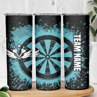 Custom Turquoise US Patriotic Darts Skinny Tumbler Blue American Flag Pattern - Grunge Paint Splatter - Wonder Print Shop