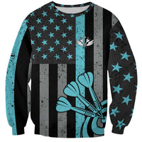 Custom Turquoise US Patriotic Darts Sweatshirt Blue American Flag Pattern - Grunge Paint Splatter - Wonder Print Shop
