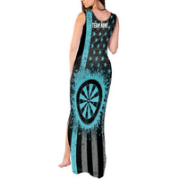Custom Turquoise US Patriotic Darts Tank Maxi Dress Blue American Flag Pattern - Grunge Paint Splatter - Wonder Print Shop