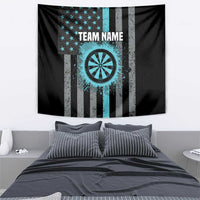 Custom Turquoise US Patriotic Darts Tapestry Blue American Flag Pattern - Grunge Paint Splatter - Wonder Print Shop
