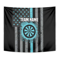 Custom Turquoise US Patriotic Darts Tapestry Blue American Flag Pattern - Grunge Paint Splatter - Wonder Print Shop