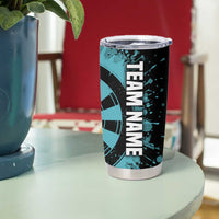 Custom Turquoise US Patriotic Darts Tumbler Cup Blue American Flag Pattern - Grunge Paint Splatter - Wonder Print Shop