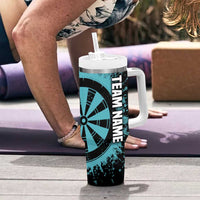 Custom Turquoise US Patriotic Darts Tumbler With Handle Blue American Flag Pattern - Grunge Paint Splatter - Wonder Print Shop