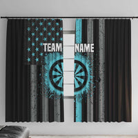 Custom Turquoise US Patriotic Darts Window Curtain Blue American Flag Pattern - Grunge Paint Splatter - Wonder Print Shop
