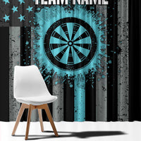 Custom Turquoise US Patriotic Darts Window Curtain Blue American Flag Pattern - Grunge Paint Splatter - Wonder Print Shop