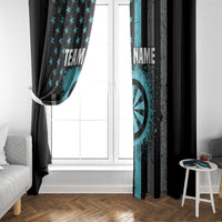 Custom Turquoise US Patriotic Darts Window Curtain Blue American Flag Pattern - Grunge Paint Splatter - Wonder Print Shop