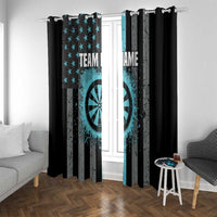 Custom Turquoise US Patriotic Darts Window Curtain Blue American Flag Pattern - Grunge Paint Splatter - Wonder Print Shop