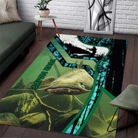 Flathead Catfish Custom Name Area Rug Forest Silhouette and Green Blue Love Fishing Design - Wonder Print Shop
