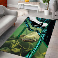 Flathead Catfish Custom Name Area Rug Forest Silhouette and Green Blue Love Fishing Design - Wonder Print Shop