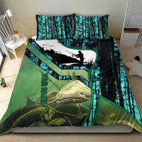 Flathead Catfish Custom Name Bedding Set Forest Silhouette and Green Blue Love Fishing Design - Wonder Print Shop