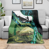 Flathead Catfish Custom Name Blanket Forest Silhouette and Green Blue Love Fishing Design - Wonder Print Shop