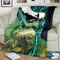 Flathead Catfish Custom Name Blanket Forest Silhouette and Green Blue Love Fishing Design - Wonder Print Shop