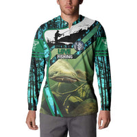 Flathead Catfish Custom Name Button Sweatshirt Forest Silhouette and Green Blue Love Fishing Design - Wonder Print Shop