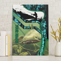 Flathead Catfish Custom Name Canvas Wall Art Forest Silhouette and Green Blue Love Fishing Design - Wonder Print Shop