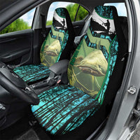 Flathead Catfish Custom Name Car Seat Cover Forest Silhouette and Green Blue Love Fishing Design - Wonder Print Shop