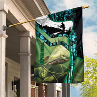 Flathead Catfish Custom Name Garden Flag Forest Silhouette and Green Blue Love Fishing Design - Wonder Print Shop