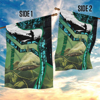 Flathead Catfish Custom Name Garden Flag Forest Silhouette and Green Blue Love Fishing Design - Wonder Print Shop