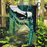 Flathead Catfish Custom Name Garden Flag Forest Silhouette and Green Blue Love Fishing Design - Wonder Print Shop