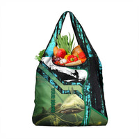 Flathead Catfish Custom Name Grocery Bag Forest Silhouette and Green Blue Love Fishing Design - Wonder Print Shop