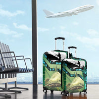 Flathead Catfish Custom Name Luggage Cover Forest Silhouette and Green Blue Love Fishing Design - Wonder Print Shop