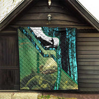 Flathead Catfish Custom Name Quilt Forest Silhouette and Green Blue Love Fishing Design - Wonder Print Shop