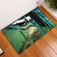 Flathead Catfish Custom Name Rubber Doormat Forest Silhouette and Green Blue Love Fishing Design - Wonder Print Shop