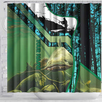 Flathead Catfish Custom Name Shower Curtain Forest Silhouette and Green Blue Love Fishing Design - Wonder Print Shop