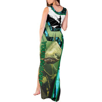 Flathead Catfish Custom Name Tank Maxi Dress Forest Silhouette and Green Blue Love Fishing Design - Wonder Print Shop