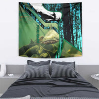 Flathead Catfish Custom Name Tapestry Forest Silhouette and Green Blue Love Fishing Design - Wonder Print Shop
