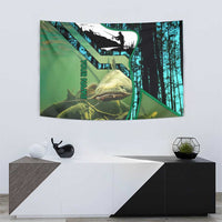 Flathead Catfish Custom Name Tapestry Forest Silhouette and Green Blue Love Fishing Design - Wonder Print Shop