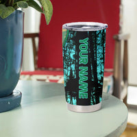 Flathead Catfish Custom Name Tumbler Cup Forest Silhouette and Green Blue Love Fishing Design - Wonder Print Shop