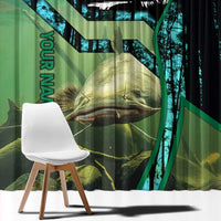 Flathead Catfish Custom Name Window Curtain Forest Silhouette and Green Blue Love Fishing Design - Wonder Print Shop