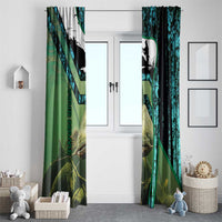 Flathead Catfish Custom Name Window Curtain Forest Silhouette and Green Blue Love Fishing Design - Wonder Print Shop