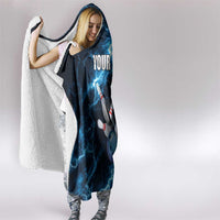 Personalized Bowling Ball Strike Graphic Hooded Blanket Blue Lightning Storm and Electric Energy - Wonder Print Shop