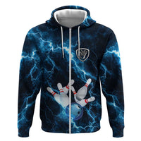 Personalized Bowling Ball Strike Graphic Hoodie Blue Lightning Storm and Electric Energy - Wonder Print Shop