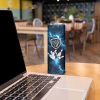 Personalized Bowling Ball Strike Graphic Skinny Tumbler Blue Lightning Storm and Electric Energy - Wonder Print Shop
