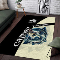 Catfish Fishing Customize Name Area Rug Splash Effect and Black Cream Split Design - Wonder Print Shop